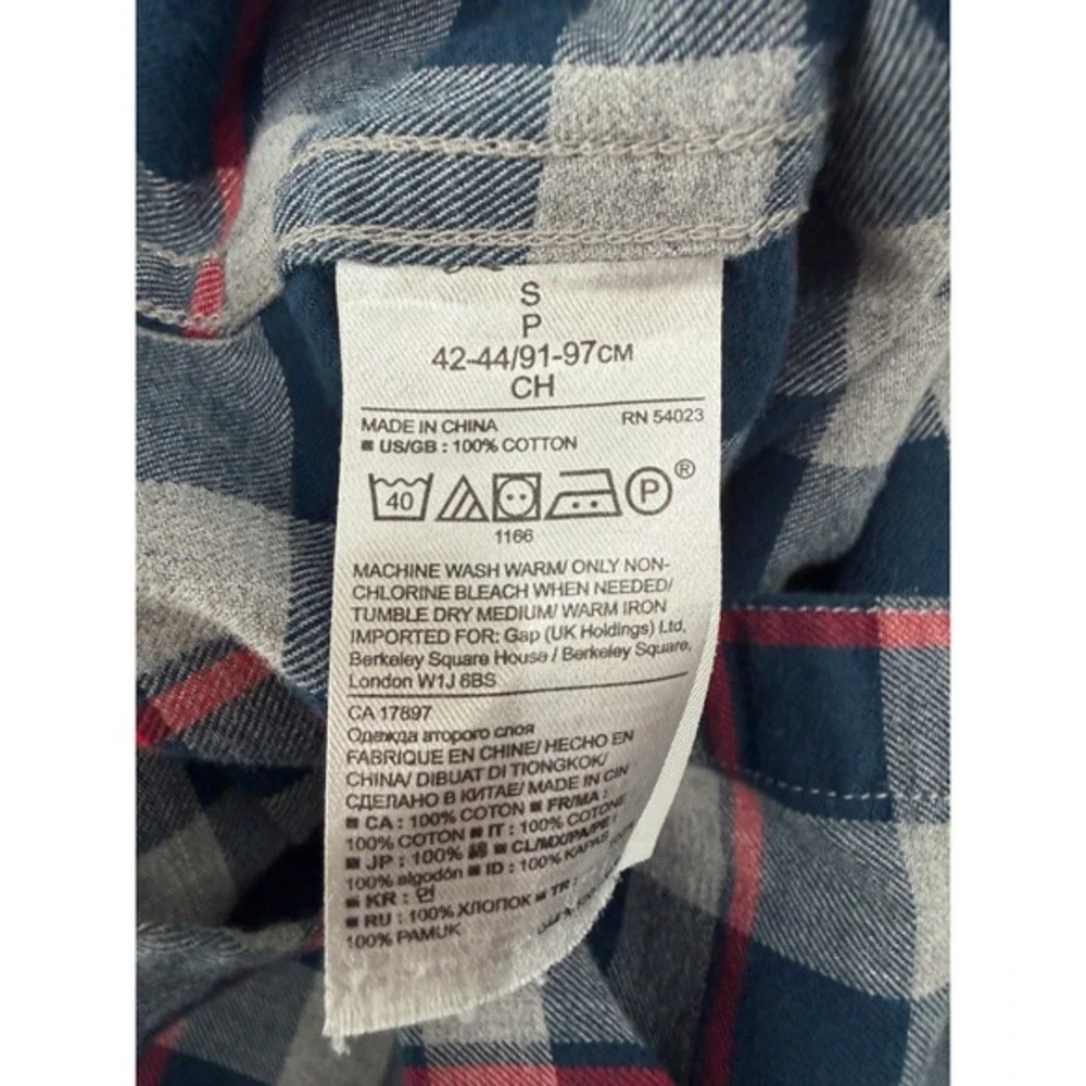 Banana Republic Flannel Shirt Mens Size S Gray Blue Grant‎ Luxe Tartan Heritage